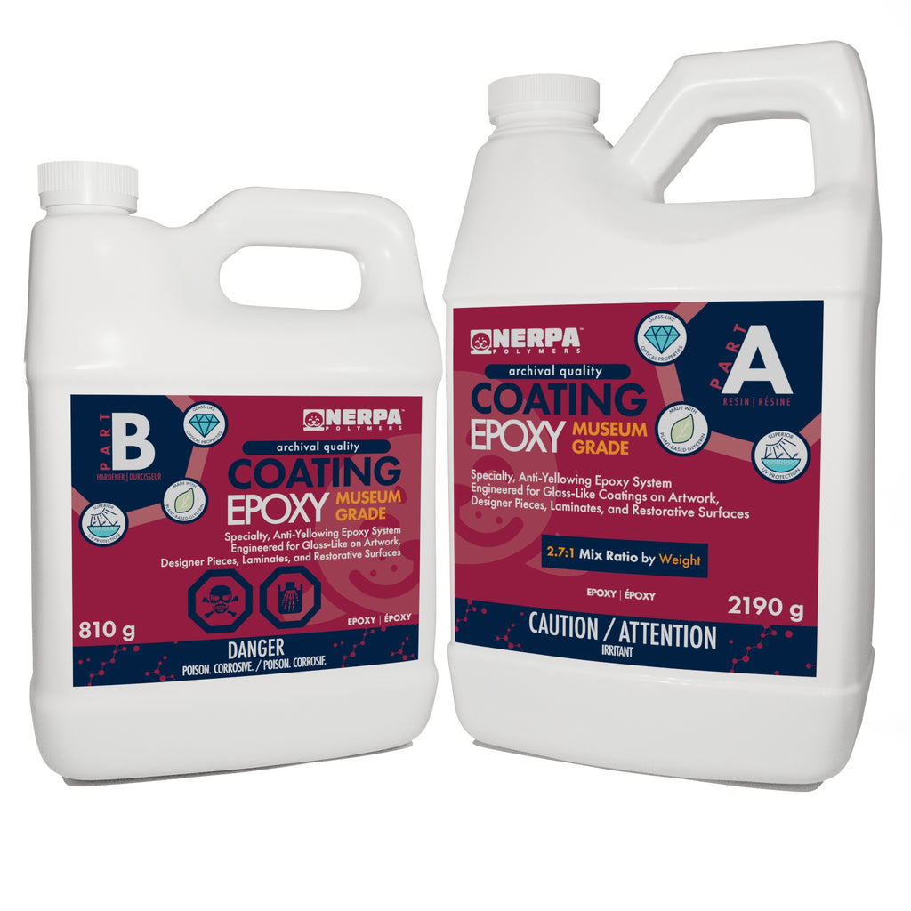 Two bottles of Nerpa Coating Epoxy Museum Grade on a white background