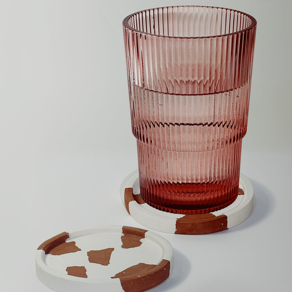 Coasters were made with two-toned Stonelith via casting process in a silicone mold
