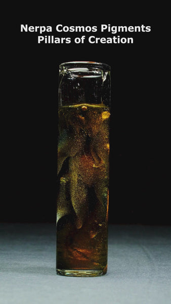 Vial with nerpa polymers hollographic pigments dispersion. Mesmerizing and cool